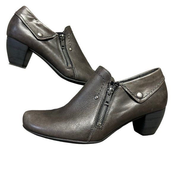 Remonte Dorndorf Brown Leather Side Zip Bootie Boot Shoes Womens 40 US 9-9.5 - Picture 1 of 16